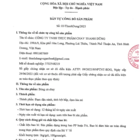 Công bố chất lượng sản phẩm bóng cá chay Thanh Dũng