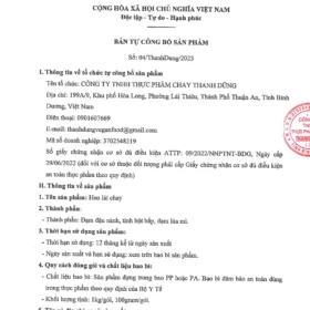 Công bố chất lượng sản phẩm heo lát chay Thanh Dũng