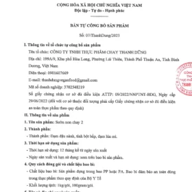 Công bố chất lượng sản phẩm sườn non chay Thanh Dũng loại 2